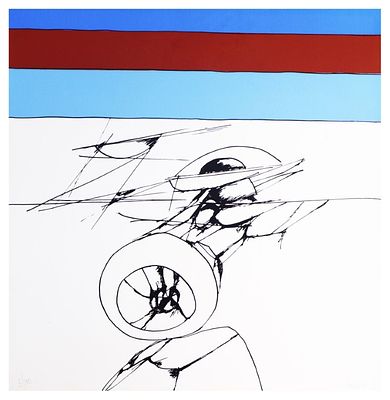 Achille Perilli, Senza titolo - Achille Perilli, Senza titolo litografia cm 40x40 esemplare 5/100
