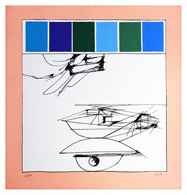 Achille Perilli, Senza titolo - Achille Perilli, Senza titolo litografia cm 40x40 esemplare 40/100