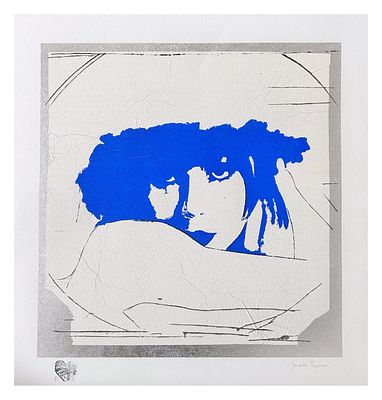 Giosetta Fioroni, Doppio liberty blue - Giosetta Fioroni, Doppio liberty blue serigrafia cm 50x50