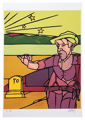 Valerio Adami, Senza titolo - Valerio Adami, Senza titolo serigrafia cm 70x50 esemplare 10/160 in