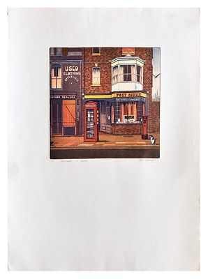 Anonimo, Passeggiata a Londra - Anonimo, Passeggiata a Londra acquaforte cm 30x29 (cm 70x50 misure