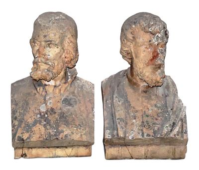 Coppia di busti maschili in terracotta Fine del XIX secolo Raffiguranti due gentiluomini della 