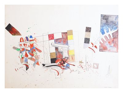 Franco Angeli, Senza titolo - Franco Angeli, Senza titolo tecnica mista e collage su carta cm 