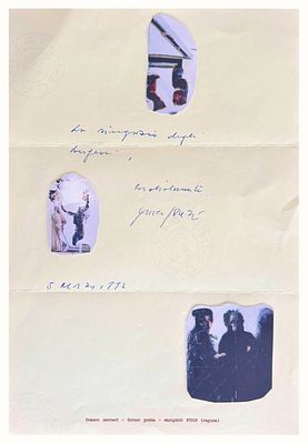 Franco Sarnari, Senza titolo - Franco Sarnari, Senza titolo 1992 collage cm 30x20,5 fotografia 