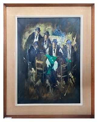 Cesarino Monti, Figure al tavolo da gioco - Cesarino Monti, Figure al tavolo da gioco 1958 olio su 