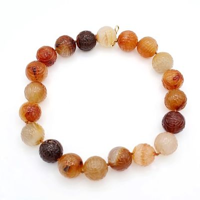 Collana Boule in agata incisa - Collana Boule in agata incisa Manca la chiusura.