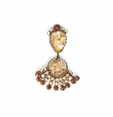 Spilla in metallo dorato - Spilla in metallo dorato Cabochon in vetro di murano ad imitazione del 