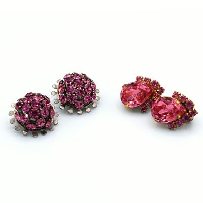 Due paia di orecchini cristallo austriaco rosa - Due paia di orecchini cristallo austriaco rosa 