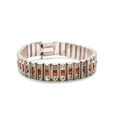Bracciale Sterling 1925 - Bracciale Sterling 1925 Con strass trasparenti e arancio. Lunghezza cm 16.5