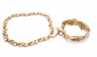 Demi parure Trifari collana e bracciale - Demi parure Trifari collana e bracciale In metallo 