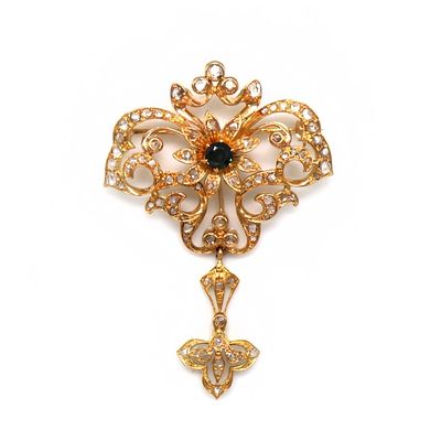 Spilla devant de corsage in oro - Spilla devant de corsage in oro XIX secolo circa 100 diamanti 