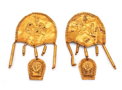 Orecchini in oro - Orecchini in oro Imitazione dall'antico, prima met&agrave; del XX secolo Lamina d'oro 