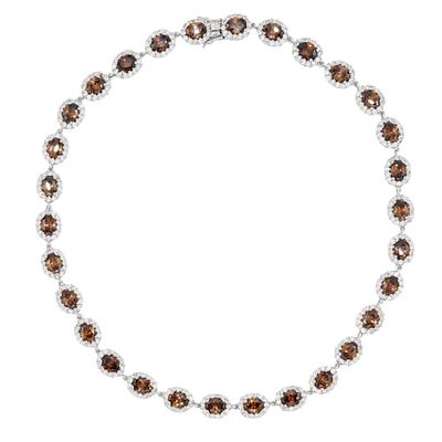 Girocollo in argento, cubic zirconia e quarzi fum&egrave; Lunghezza cm 47 Peso 66... - Girocollo 