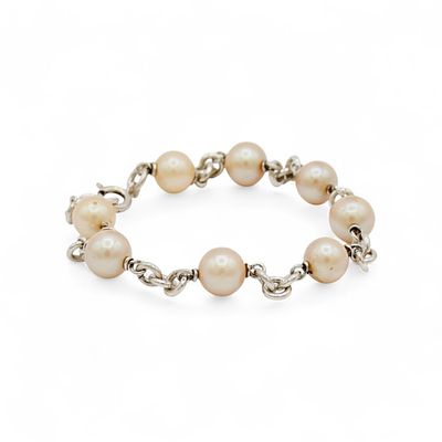 Bracciale in argento e perle d'acqua dolce Peso 11.1 grammi Lunghezza cm 17,5 - Bracciale in 