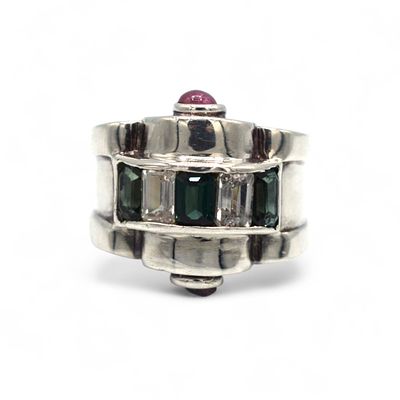 Anello in argento 925 e pietre Misura 17 Gr.13.39 - Anello in argento 925 e pietre Misura 17 Gr.13.39