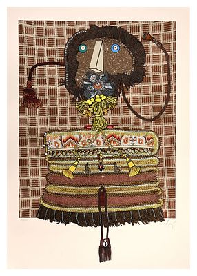 Enrico Baj, Genevieve Premoy detta la Cavaliera Balthasartecnica mista su base serigraficacm 