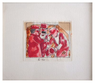 Franz Borghese, bozzettotecnica mista su cartacm 9x11, entro cornicefirma in basso a destranon 