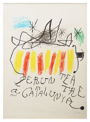 Mir&ograve;, Per un teatre a Catalunya1973litografia su carta Guarr&ograve; filigran&eacute; Sala Gasparcm 74 