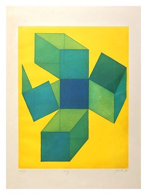 Achille Perilli, Ling1976acquatintacm 47x37,5, entro corniceesemplare 40/75 in basso a 