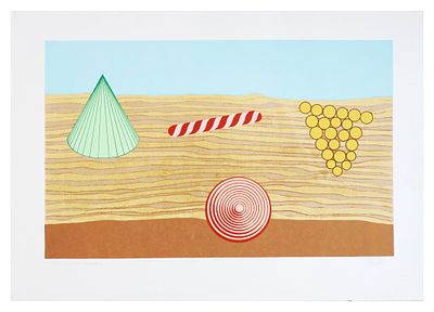Lucio Del Pezzo, Composizionelitografia e serigrafiacm 50x70prova d'artista archivio stamperia 