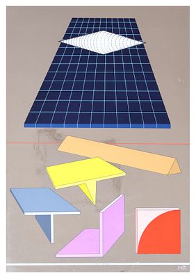 Lucio Del Pezzo, Senza titoloserigrafiacm 69,5x49esemplare 18/150 in basso al centrofirma a 