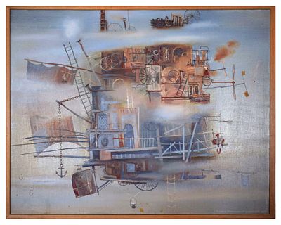 Sergei Vorzhev, Senza titolo1984olio su telacm 90.5x70, entro cornicefirma e data in basso a 