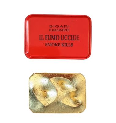 Giuseppe Amadio, Il fumo uccide rossoscultura di tela estroflessacm 15x10x5,5opera accompagnata 
