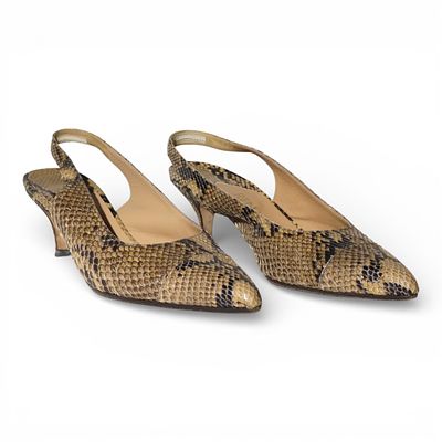 D&eacute;collet&eacute; slingback Rena Lange, in pelle effetto pitone sui toni marrone e beigeCon tacco a 