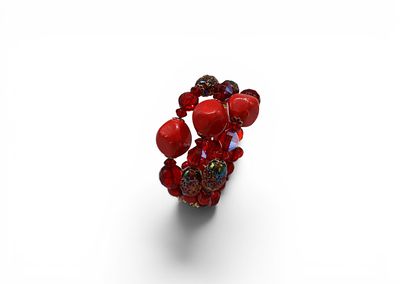 Bracciale multi-fili produzione anni '70realizzato con una combinazione di perle in resina 