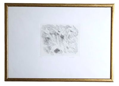 Ennio Morlotti, Senza titolo
acquaforte
cm 21x25 (cm 46x64 misure del foglio), entro cornice 