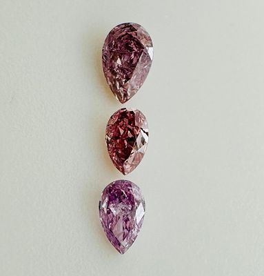 3 DIAMANTI NATURAL POLISHED 0,24 FANCY ROSA INTENSO
- I1 - I2 - F40801-18. 3 DIAMANTI NATURAL 