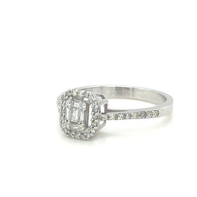 ANELLO IN ORO BIANCO - 2.60 GR CON DIAMANTI - DH-R1020. ANELLO IN ORO BIANCO 14K - 2.60 GR CON 