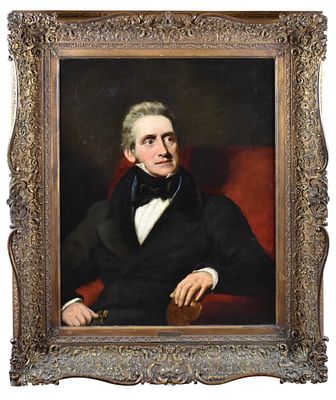 Scuola inglese del XIX secolo Ritratto di nobiluomo olio su tela cm. 91,5&times;71