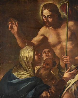 Scuola napoletana del XVII secolo Cristo risorto olio su tela cm. 104&times;82,5