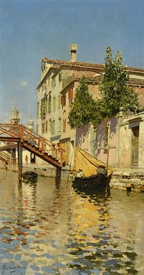 Rubens Santoro (Mongrassano, 1859 – Napoli, 1942) Rio S. Barnaba olio su tela firmato in basso 