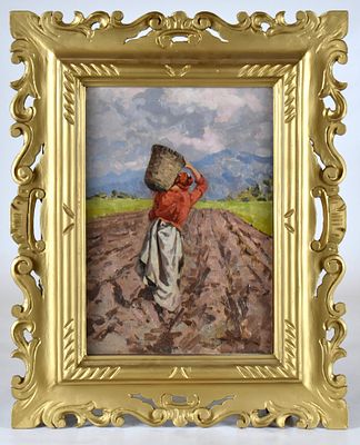 Angiolo Tommasi (Livorno, 1858 – Torre del Lago, 1923) Nei campi olio su tavola firmato in 