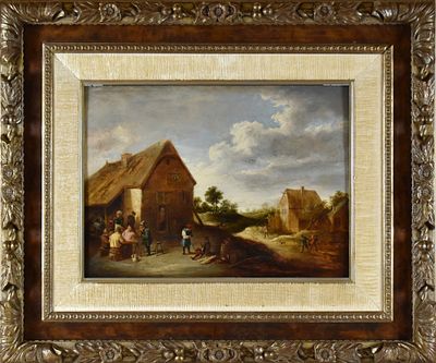 Scuola olandese sec XVII Paesaggio olio su tela cm. 36&times;50,6