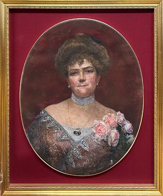 RITRATTO FEMMINILE ATTR. CAPRILE pastello riportato su tela Napoli XIX 80 X 62