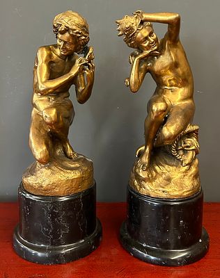 COPPIA PERSONAGGI Bronzo dorato In. XX Sec. 40 X 15