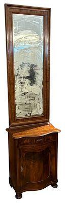 MOBILETTO CON SPECCHIO Noce Danimarca Biedermeier 240 X 67 X 38