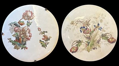COPPIA DI TONDI Ceramica Italia 1870 ca. 50 X 50