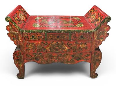 CONSOLLE legno laccato Tibet Vecchia manifattura 102 X 142 X 56