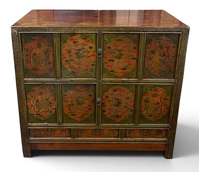 MADIA DOPPIA legno laccato Tibet Vecchia manifattura 96 X 104 X 45