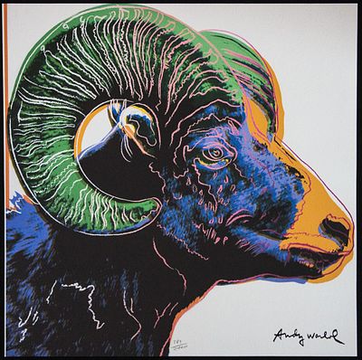 Andy Warhol 'Bighorn Ram'. Andy Warhol (after) 'Bighorn Ram' offset lithography, size 60 x 60 cm 