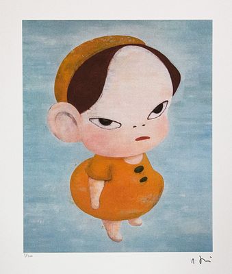 Yoshitomo Nara 'Yellow in Blue'. Yoshitomo Nara (after) 'Yellow in Blue' offset lithography 