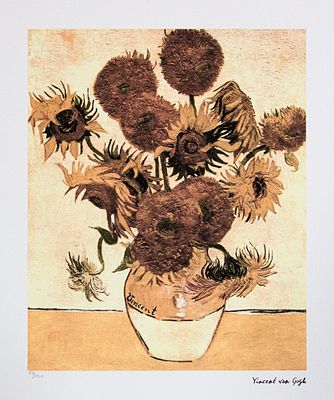 Vincent van Gogh 'Sunflowers'. Vincent van Gogh (after) 'Sunflowers' lithography print, sheet 