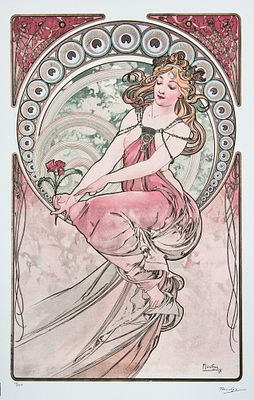 Alphonse Mucha 'The Four Arts - Painting'. Alphonse Mucha (after) 'The Four Arts - Painting' 