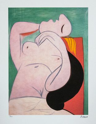 Pablo Picasso 'Sleeping Woman'. Pablo Picasso (after) 'Sleeping Woman' lithograph print, limited 