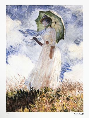 Claude Monet 'Woman with a Parasol'. Claude Monet (after) 'Woman with a Parasol' lithography 