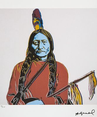Andy Warhol 'Sitting Bull'. Andy Warhol (after) 'Sitting Bull' offset lithograph in colors on 